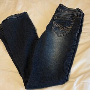 Wallflower Women's Boot Cut Jeans in Dark Blue Wash